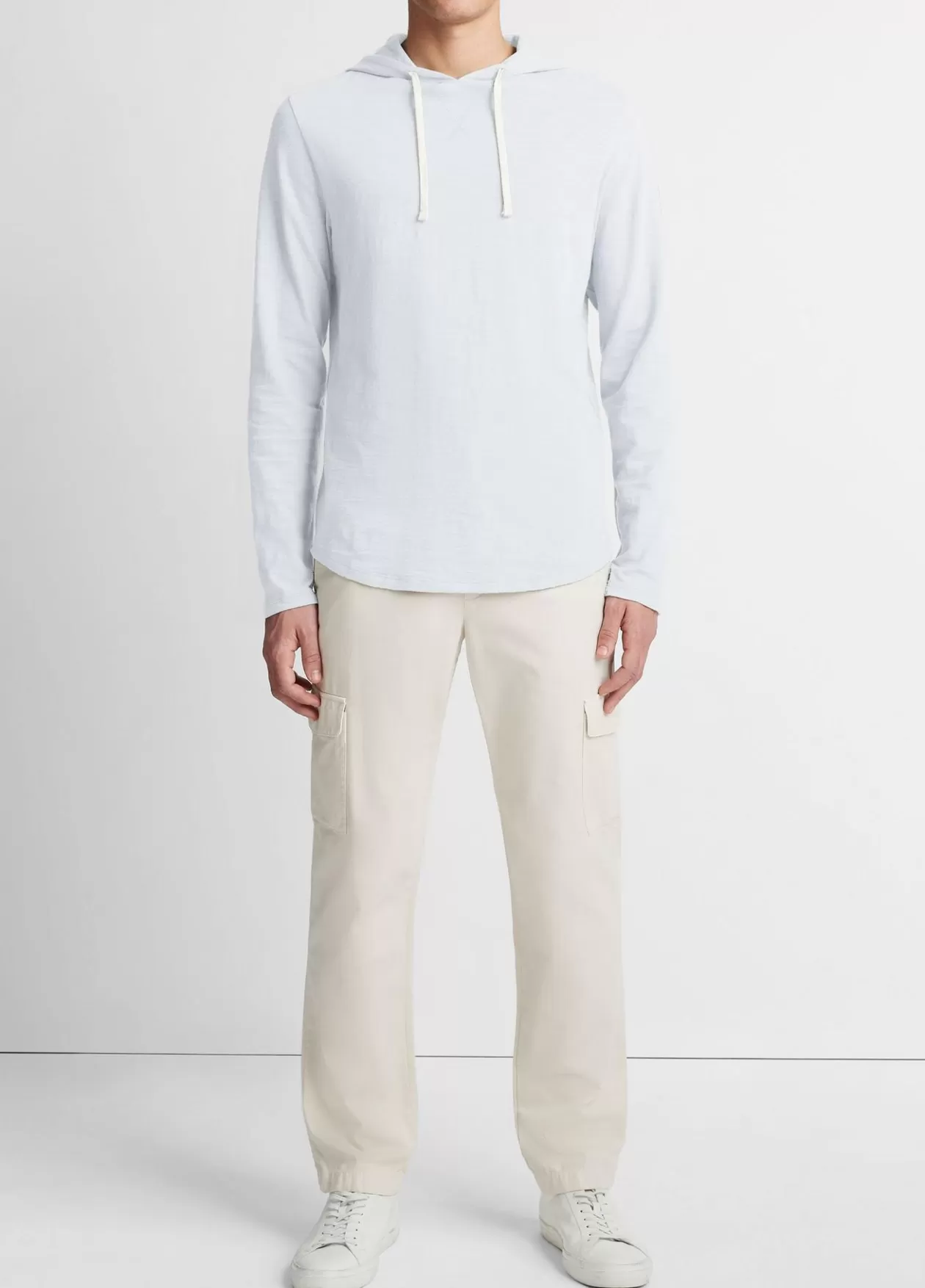 Discount Vince Textured Cotton Hoodie shirting blue