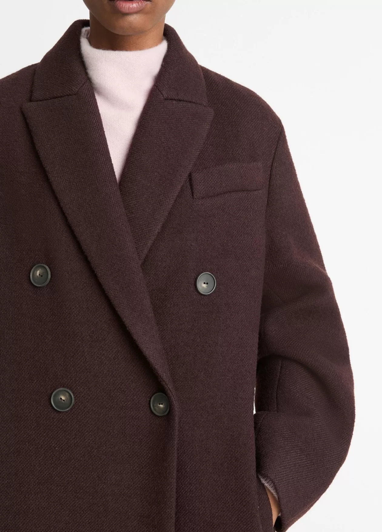 Discount Vince Textured Wool-Blend Double-Breasted Coat ganache