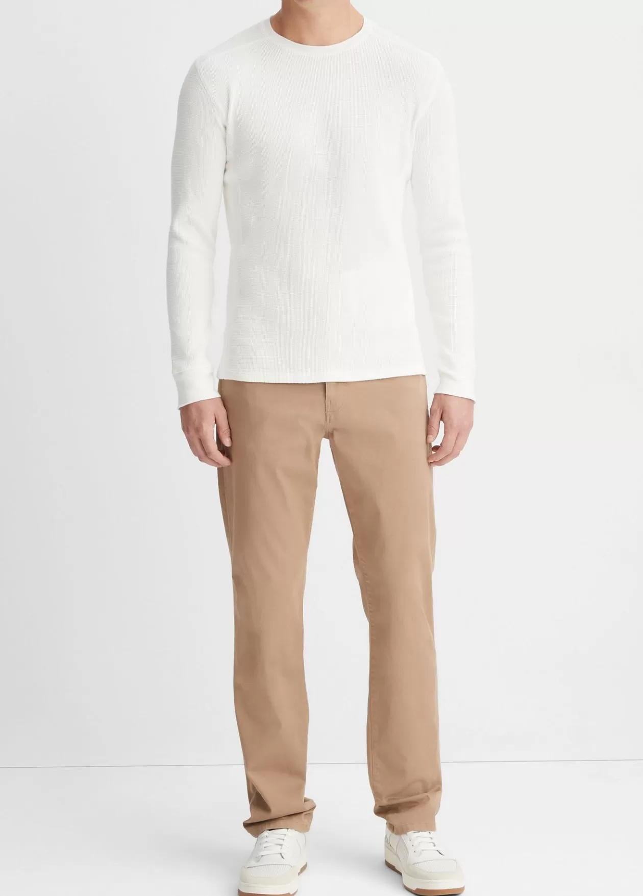 Shop Vince Thermal Long Sleeve Crew Neck Pullover off white