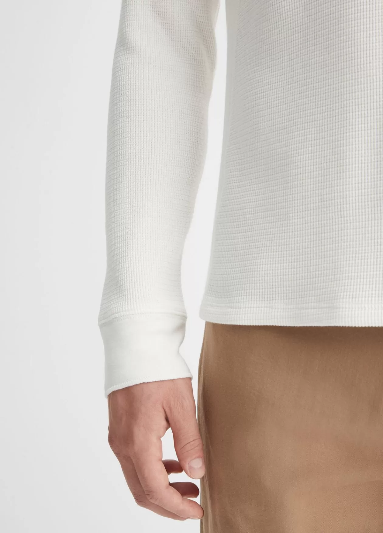 Shop Vince Thermal Long Sleeve Crew Neck Pullover off white