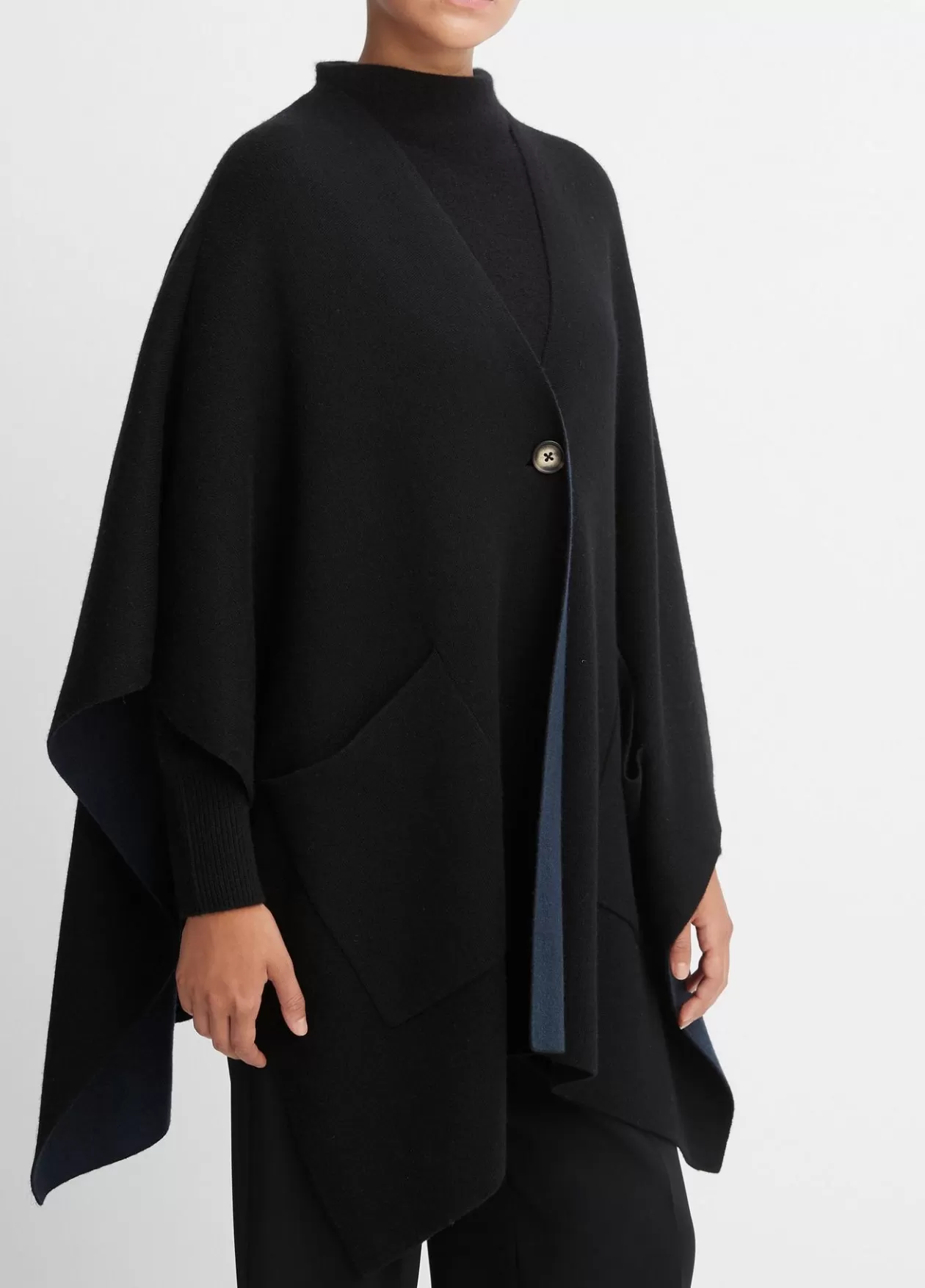 Best Sale Vince Wool and Cashmere Double-Face Cape black navy