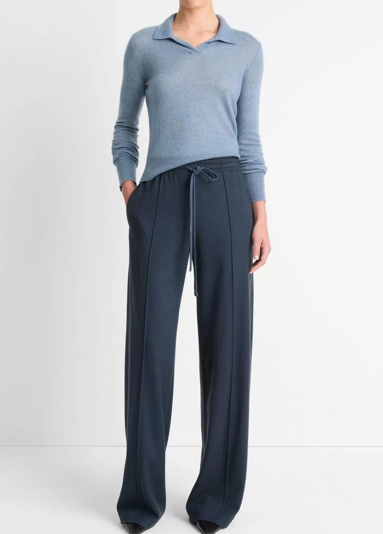 Store Vince Wool-Blend Drawstring Pull-On Pant tide stone