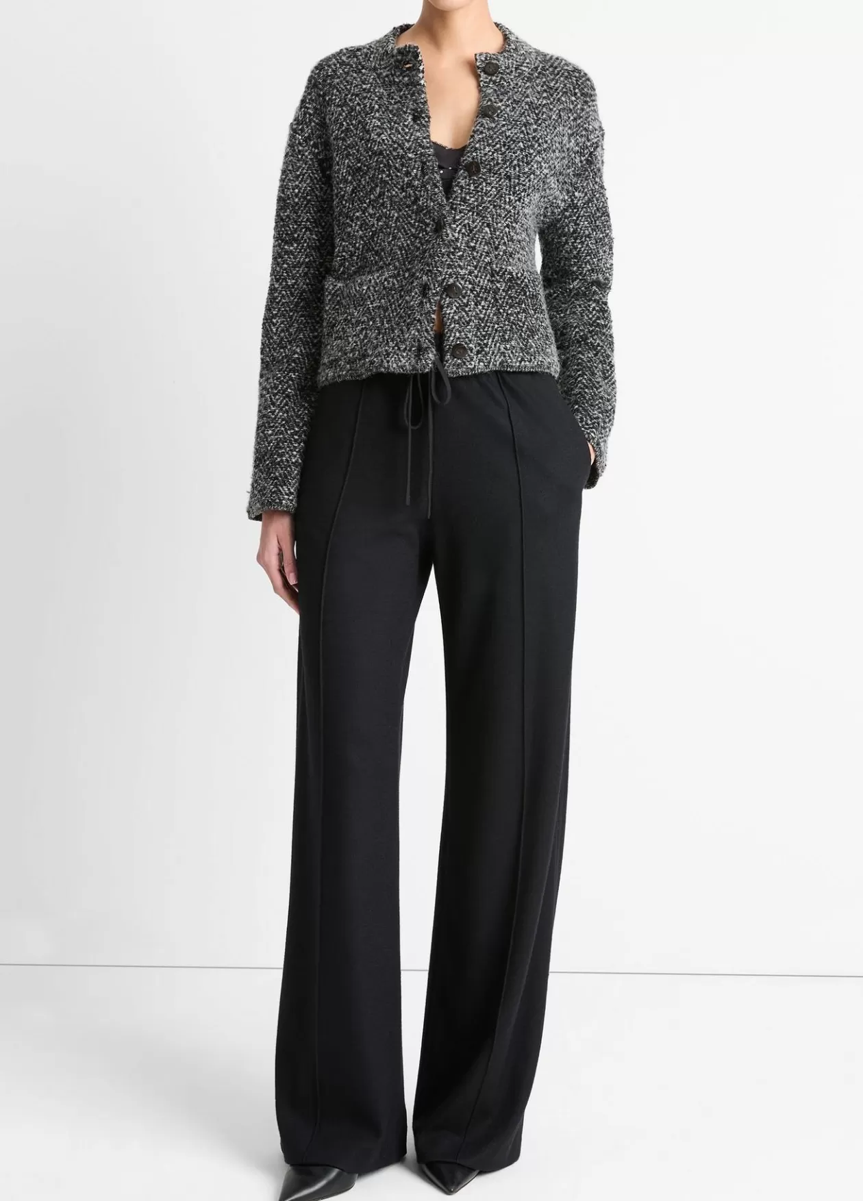 Best Sale Vince Wool-Blend Drawstring Pull-On Pant black