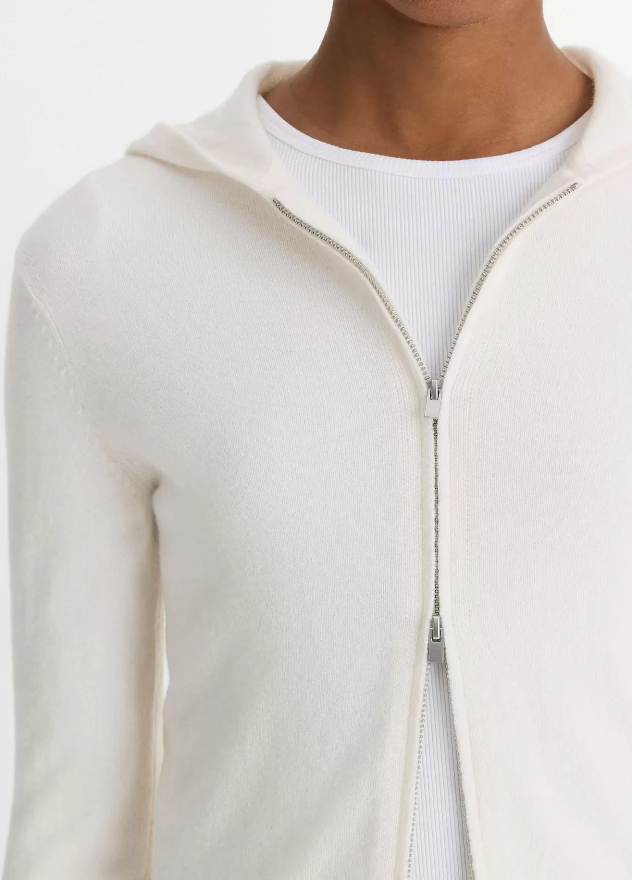 Cheap Vince Wool-Blend Zip Hoodie off white