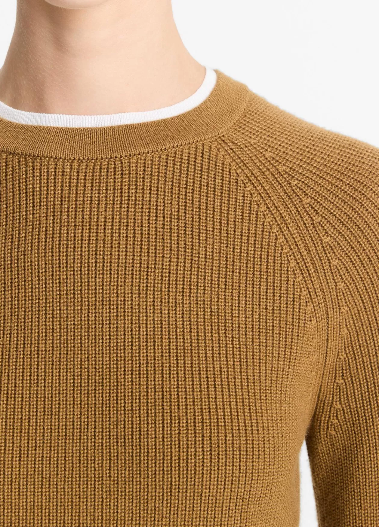 Clearance Vince Wool-Cashmere Double-Neck Sweater amber nut/off white