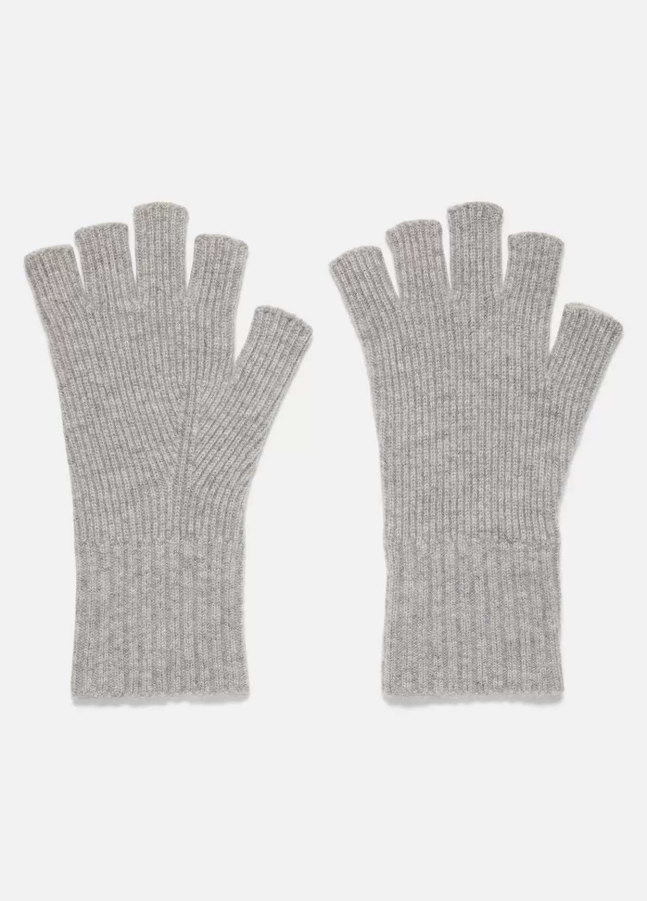 Best Sale Vince Wool-Cashmere Rib-Knit Fingerless Glove heather grey